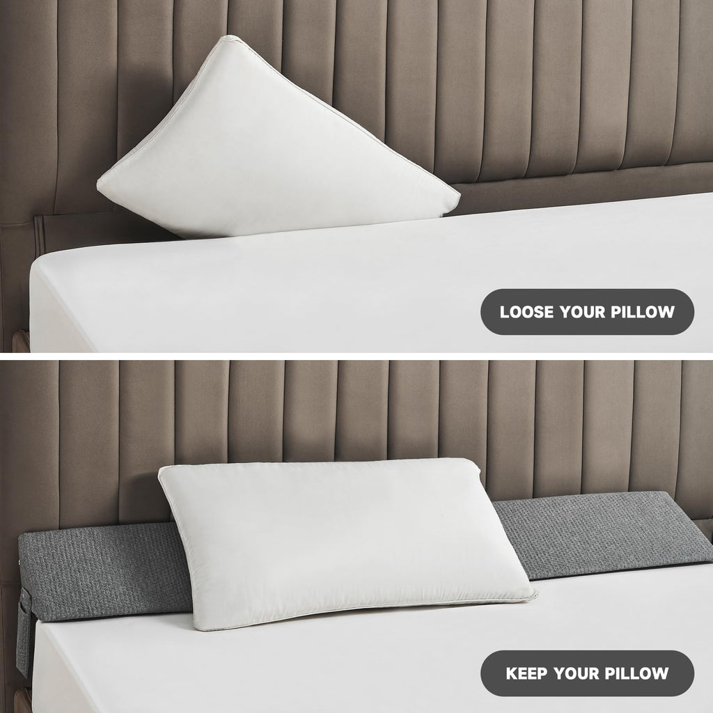IFNOW Queen Size(60"x6"x10") Bed Wedge Pillow for Headboard, Mattress Gap Filler(0-8"), Bed Wedge for Gap Between Your Headboard and Mattress Dark Grey