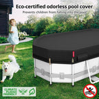 QH.HOME 10x16Ft Oval Pool Cover,Super Windproof Ratchet Straps (1,500lb Break Strength)-Effective Installation/Removal,Pool Cover for Above Ground Pools,Snug Fit,Blocks Leaves, Sun & Water