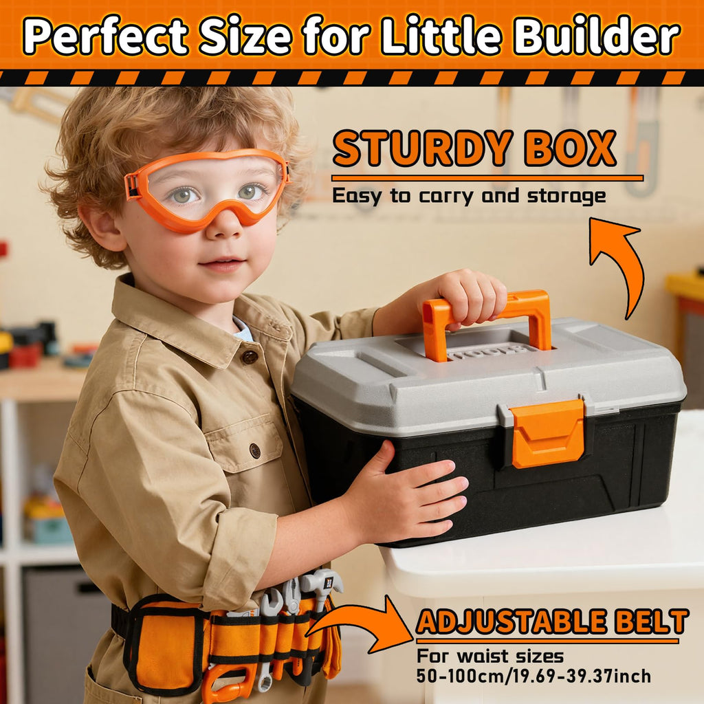 KidBloom Kids Tool Set, 50 Pcs Construction Toys, Toys for 3 Year Old Boys