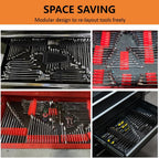 Mudygelay 52 pcs Modular Wrench Organizers for Tool Drawers - Wrench Rack with Metric&SAE Labels, Perfect Tool Storage Holder. Gift for Father and Boyfriend (Orange)