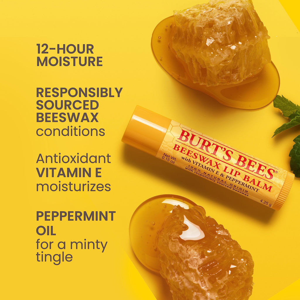 Burt's Bees Lip Balm Beeswax and Ultra Conditioning Lip Balm Pack, Hydrating Lip Moisturizer with Kokum and Shea Butter, Natural Origin Lip Care, 4 Tubes, 0.15oz.