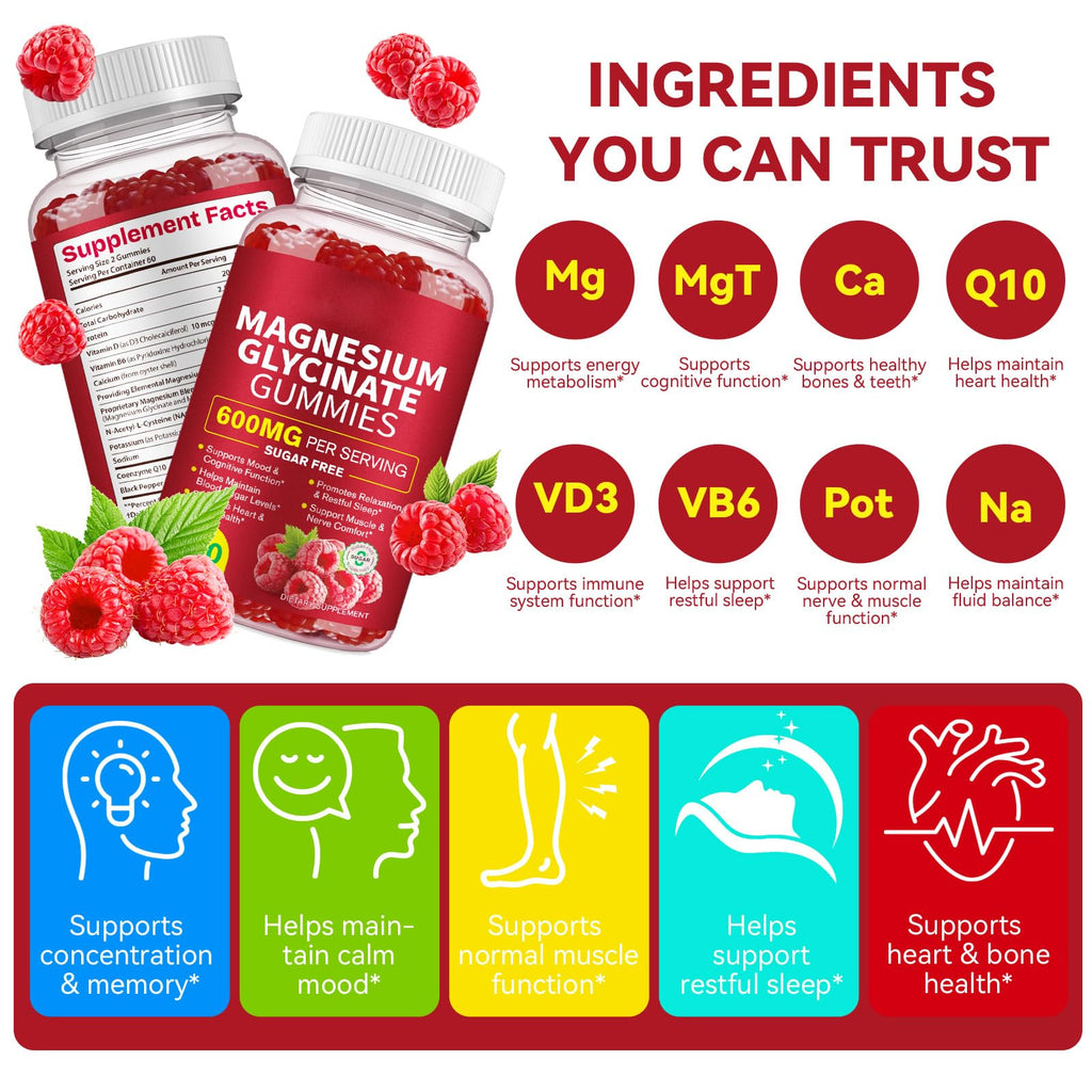 120 Count Magnesium Glycinate Gummies 600mg for Adults, Supports Relaxation, Magnesium Glycinate Chewable, Non-GMO, Sugar Free