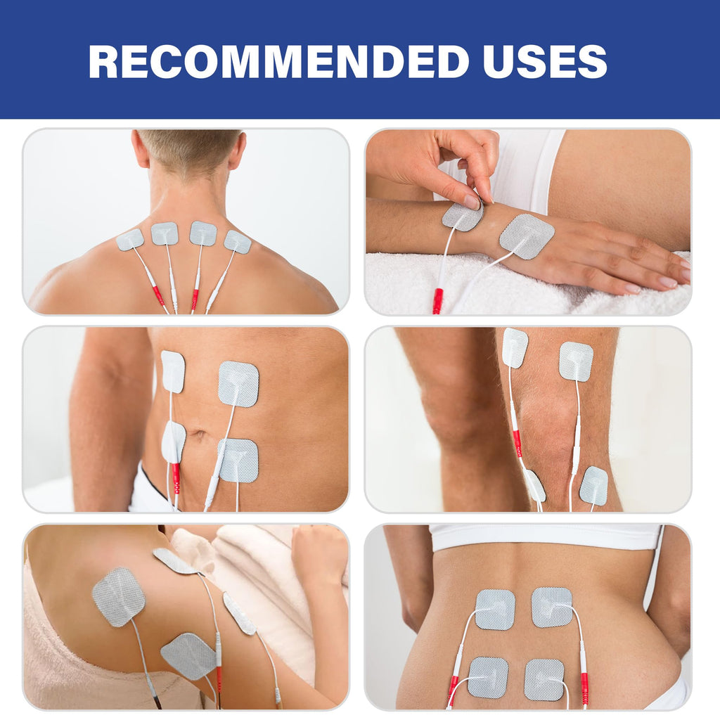 LotFancy TENS Unit Electrode Pads, 40PCS 2"x2" TENS Unit Pads for EMS Muscle Stimulator Electrotherapy, Self-Adhesive TENS Pads Replacement, Reusable and Latex-Free