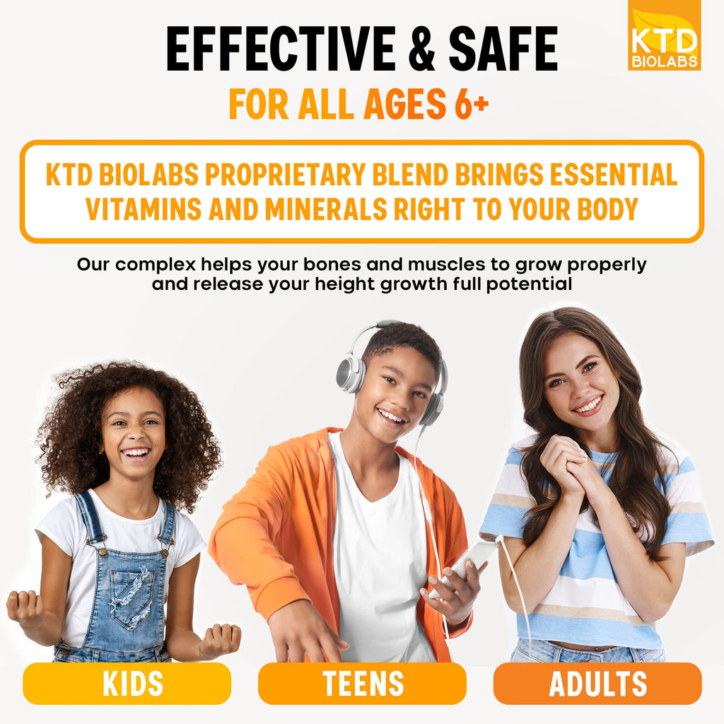 KTD BIOLABS Pack of 2 Height Growth Maximizer - Made in USA - Natural Height Increase Booster & Teen Vitamins - Pills to Grow Taller at Any Age - Bone Growth Supplement for Adults & Kids