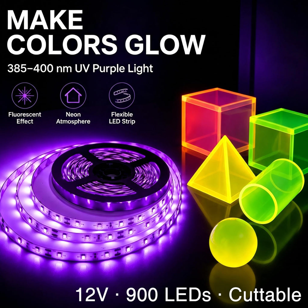 PIZHLO 50 Foot Black Light Strips & Remote, Dimmable Flexible 900 LEDs