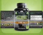 NaturaLife Labs Activated Charcoal 1200 mg per Serving – from Coconut Shells – 100 Veg Capsules – Non-GMO, Gluten-Free, Vegan