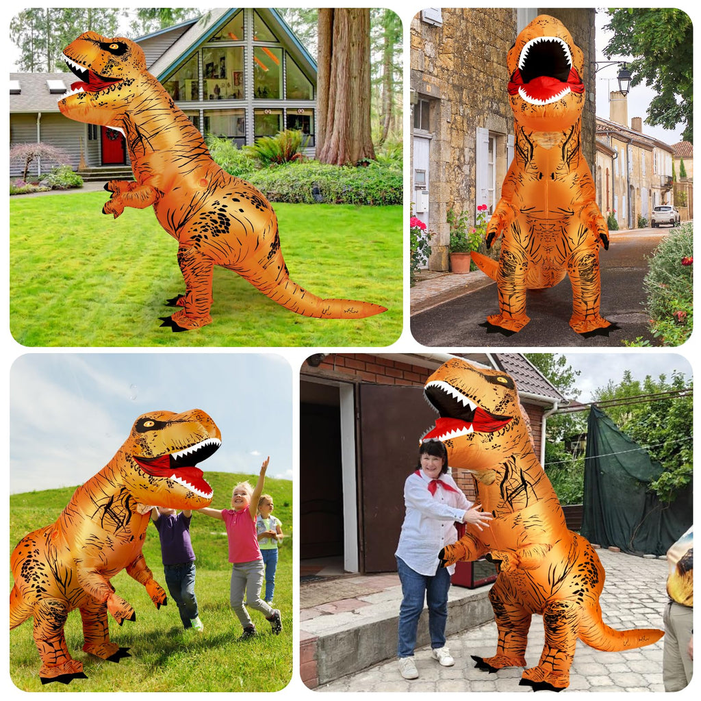 viwzon Inflatable T-Rex Costume, Adults Dinosaur Blow Up Suit for Halloween Cosplay Themed Parties, Dino Costume