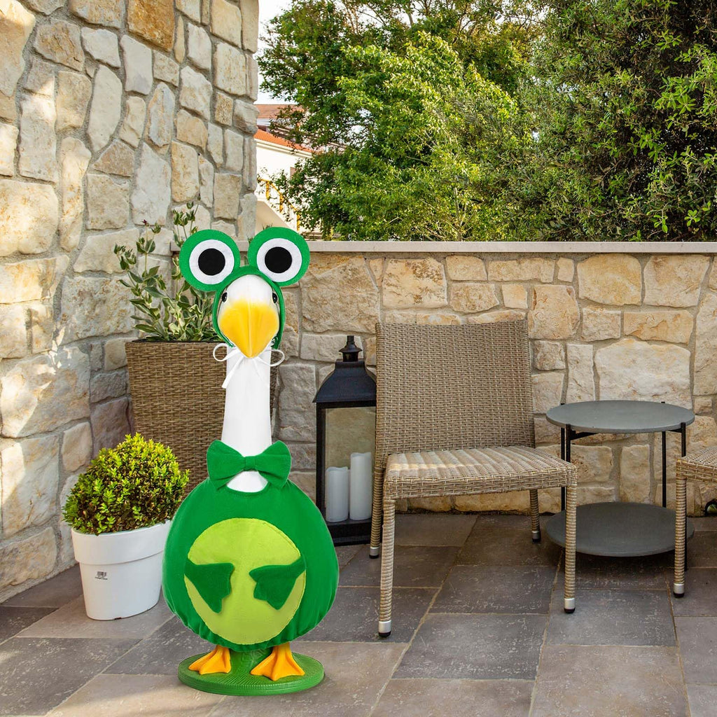 JcHrmers Frog Porch Goose Outfit Spring Goose Outfits Summer Yard Goose Clothes Fits 23" Cement Plastic Goose Statue for Spring Summer Outdoor Garden Yard Patio Lawn Art Decor