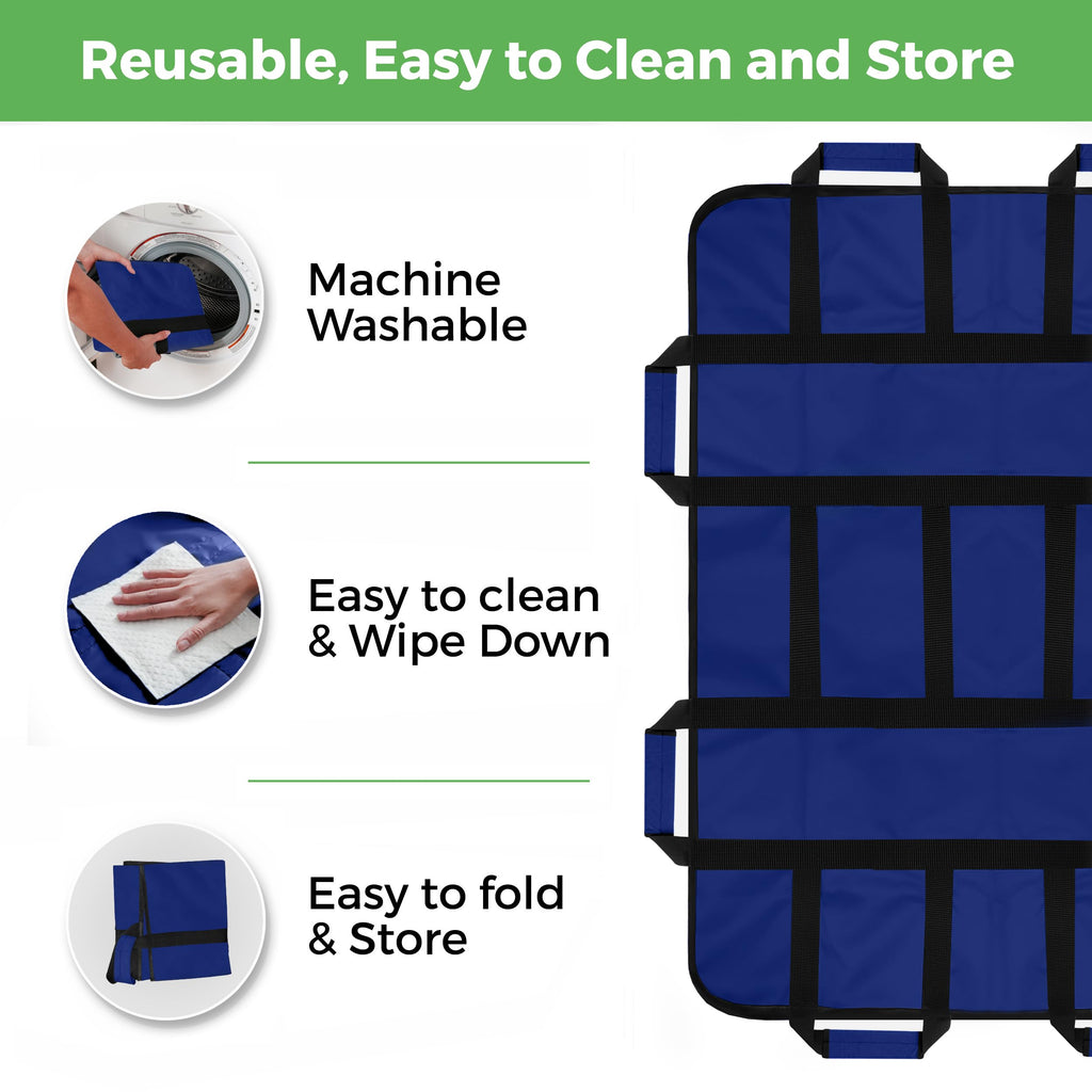Positioning Bed Pad with 8 Reinforced Padded Handles - Washable Transfer Sheet for Lifting & Repositioning - Quick-Dry Patient Slide Blanket for Caregiver, Bedridden, Elderly - 48" x 40", Blue Ver 2
