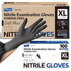 Supmedic Soft Max Disposable Nitrile Exam Gloves Powder-Free Black 1000(XL)