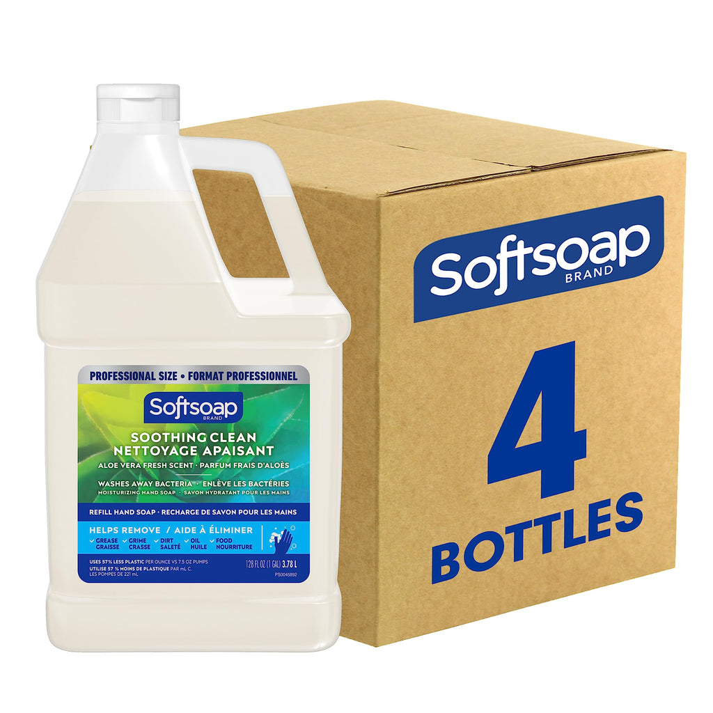 Softsoap Liquid Hand Soap Refill, Soothing Clean, Aloe Vera Fresh Scent - 1 gallon, Pack of 4