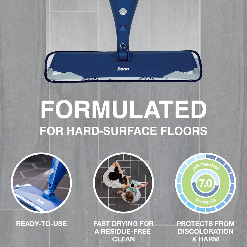 Bona Multi-Surface Floor Cleaner Refill - 128 fl oz - Lemon Mint - Residue-Free Floor Cleaning Solution refill for Spray Mop and Spray Bottles - For Use on Stone, Tile, Laminate, and Vinyl Floors
