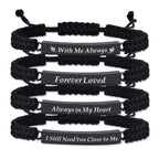 RIPFEVURN 4 Pack Cremation Jewelry Bar Urn Bracelet for Ashes for Women Men Adjustable Memorial Keepsake Rope Braided Bracelet