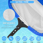 Poolvio 20" Pool Net Skimmer – Heavy Duty Leaf Net with Aluminum Frame with Diamond-Pattern Ultra-Fine Soft Mesh Bag – Pool Cleaning Net for Leaves, Sand, Pollen & Small Debris (No Pole)