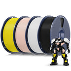 SUNLU 4kg PLA 3D Printer Filament Bundle Multicolor, Neatly Wound PLA Filament 1.75mm ±0.02mm, Individually Vacuum Packed, 4kg in Total, 1kg per Spool, 4 Pack, 4000g PLA,Black+White+Beige+Yellow