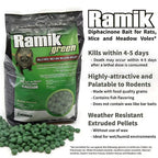 Neogen Ramik Green Fish Flavored Weather Resistant Rodenticide Nuggets, 4 lb bag (00615)