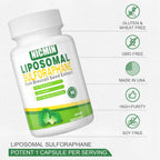 550MG Liposomal Sulforaphane from Broccoli Sprouts + Broccoli Seed, Sulforaphane Supplement Organic with 250MG Glucoraphanin Liver Supplement for Healthy Aging, Digestion | 120 Capsules (Pack of 2)