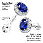 ININY Certified Lab Grown Blue Sapphire Flat Back Stud Earrings, September