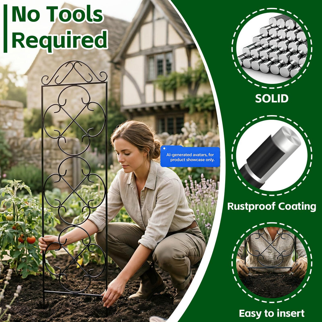 Thealyn 4 Pack 48" x 12.5" Metal Trellis for Potted Plants and Planters