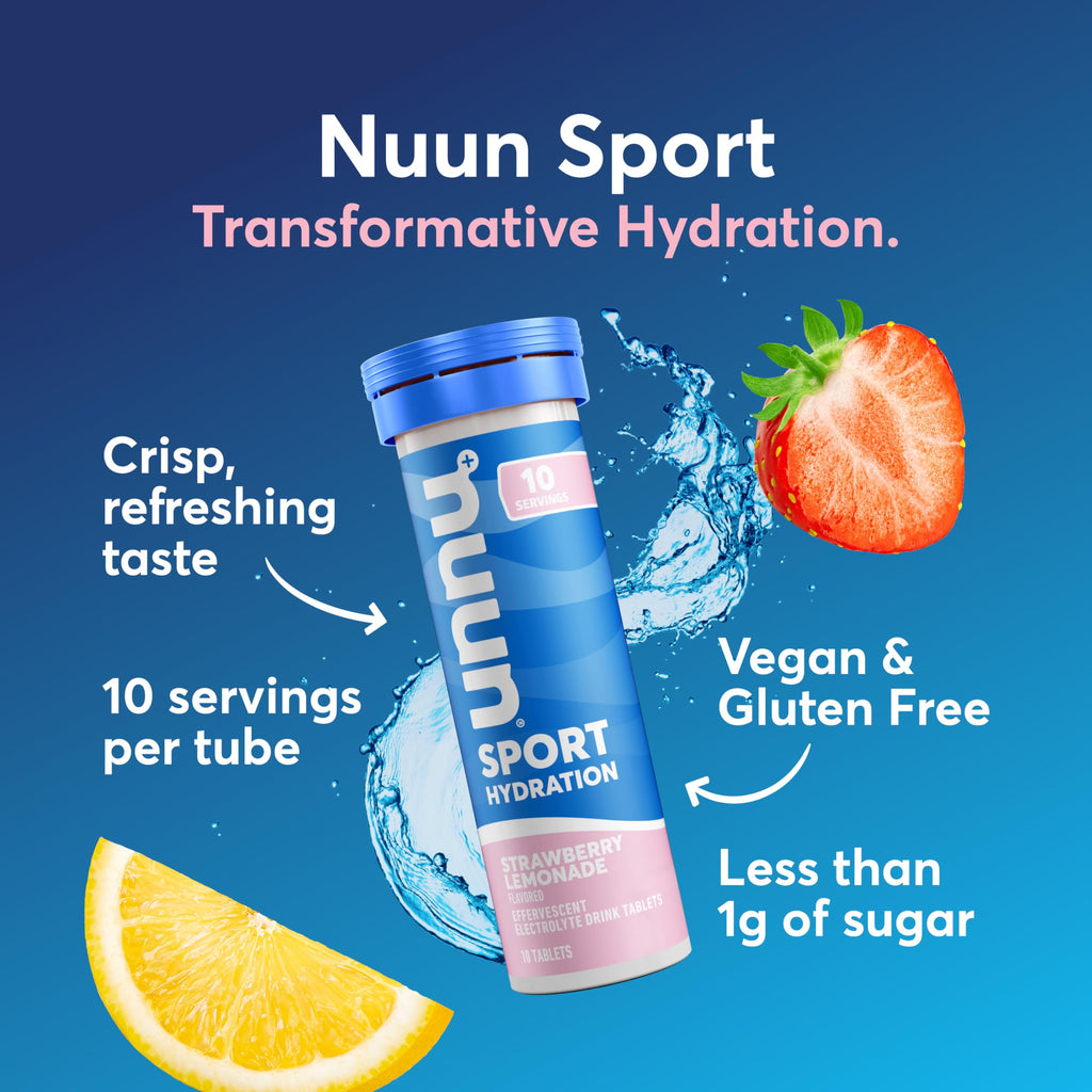 Nuun Sport Electrolyte Tablets, GF & Vegan, Strawberry Lemonade, 4 Pack