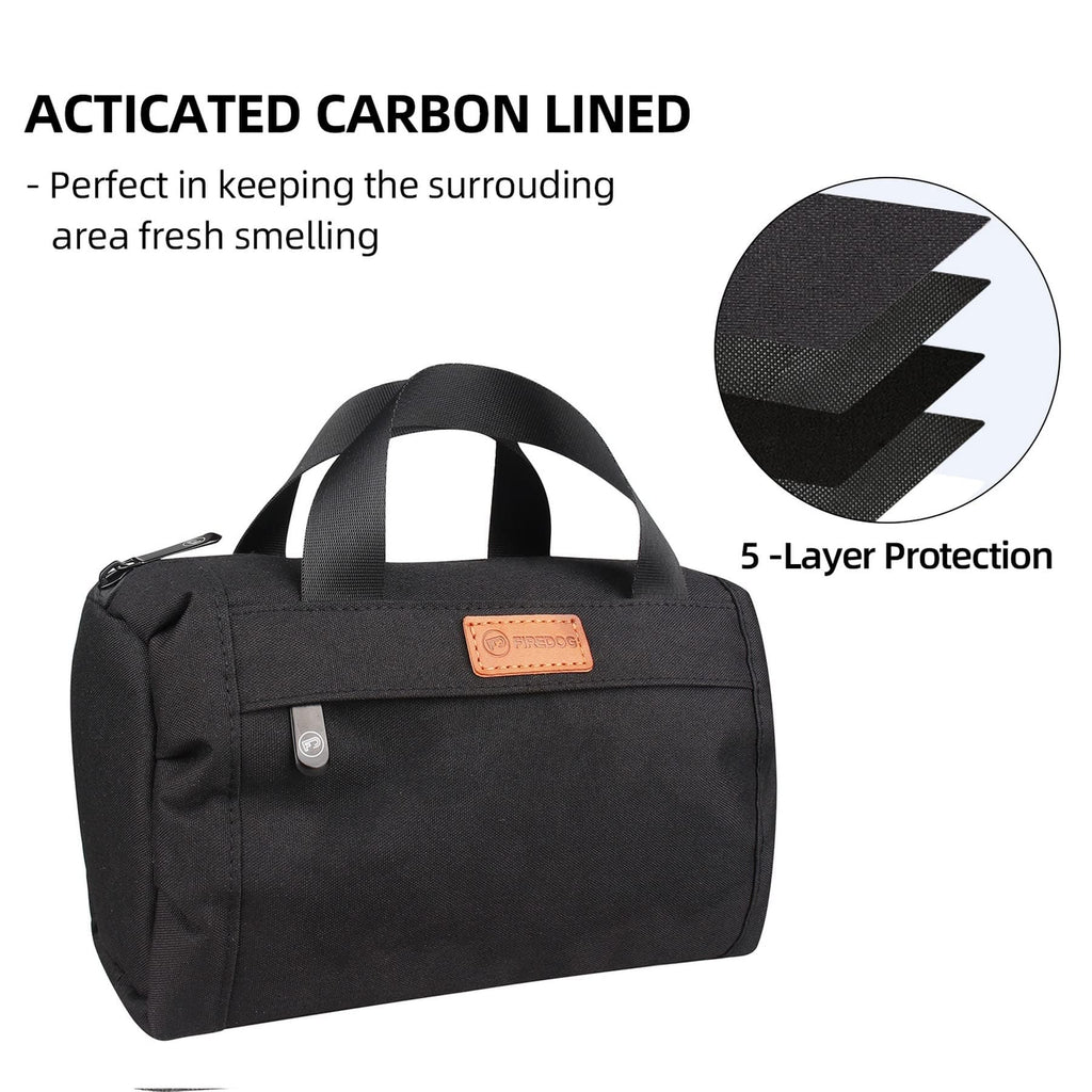 FIREDOG Smell Proof Pouch, Black Large Smell Proof Bag with Carbon Lined 9”x4”x5”