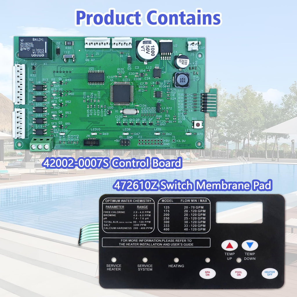 ROBOA 42002-0007S Control Board Kit (461105) with 472610Z Switch Pad Compatible, Replacement for Pentair MasterTemp 400/300/250, with Sta-Rite Max-E-Therm SR400/SR333/SR200