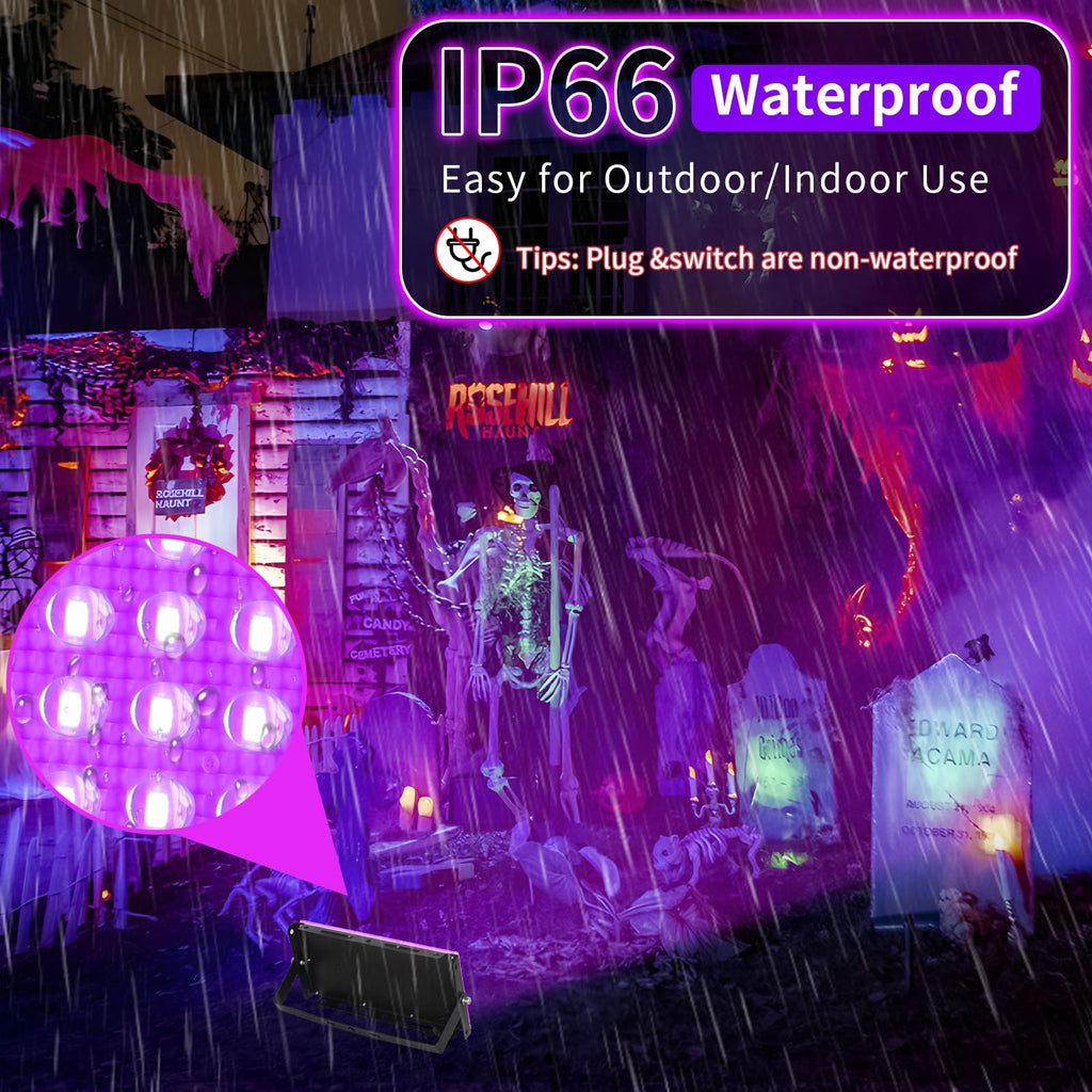 YAYIT 50W Black Lights LED with Switch+Plug, IP66 Waterproof, 2 Pack