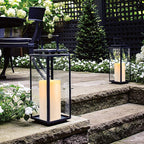 Homemory 4" x 6" Large Waterproof Outdoor Flameless Candles, Battery Operated Flickering LED Pillar Candles with Remote and Timers for Indoor Outdoor Lanterns, Long Lasting, Dark Ivory, Set of 4