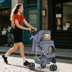 Pet Stroller for Small Dogs 10 lbs, Dog Stroller for Medium Dogs 30 lbs, Cat Strollers for 2 Cats, 3 Wheels Foldable Jogger Puppy Stroller with Storage Basket and Cup Holder, Plaid