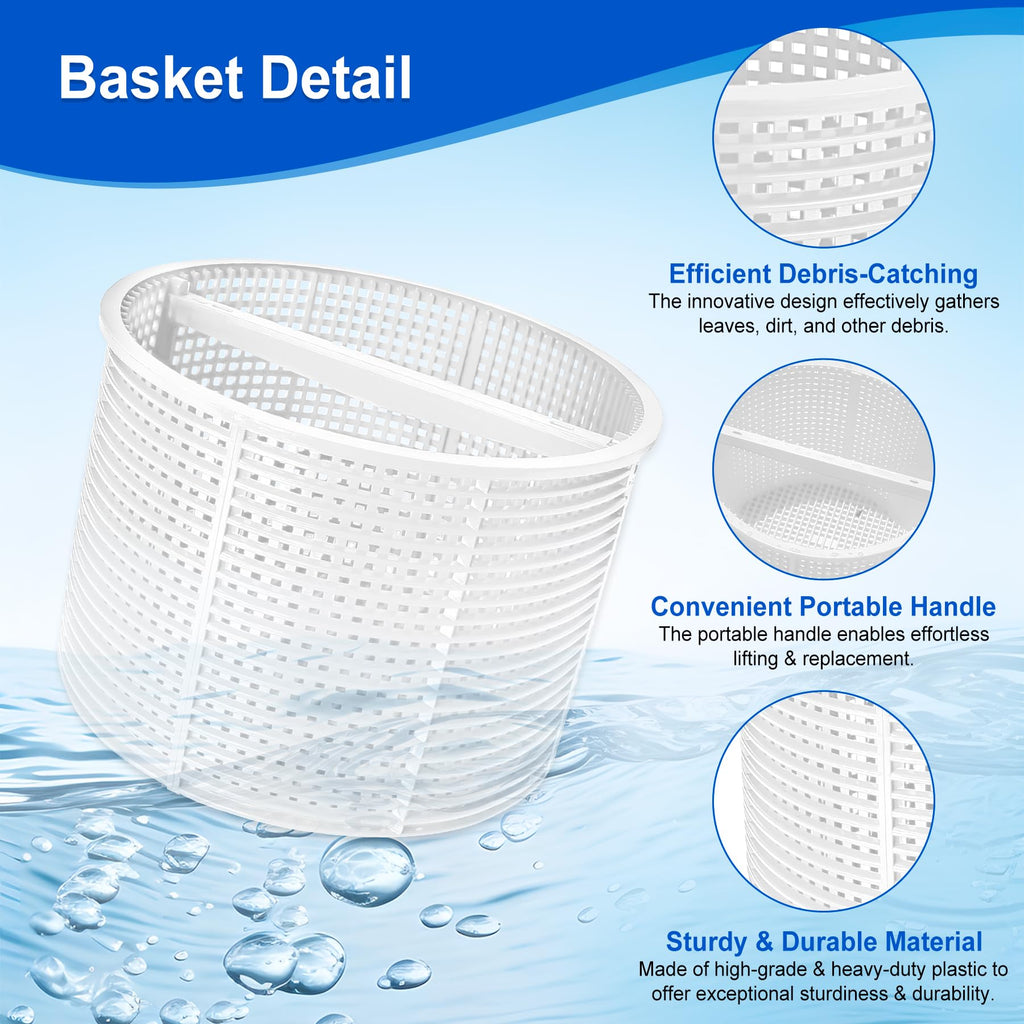 SPX1082CA Skimmer Basket Replacement for Hay-ward Swimming Pool Skimmer, Filter Basket Assembly with Handle Compatible with Aladdin B-152 Hay-ward SPX1082CA SP1082C Select Automatic Skimmers, White