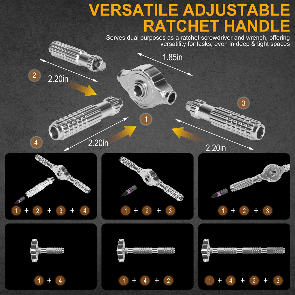 40 in 1 Magnetic Ratchet Screwdriver Set, Multi Bit Magnetic Ratcheting Screwdriver Set with Detachable Ratchet Handle, Repair Tool Kit for Computer Bicycle Furniture DIY