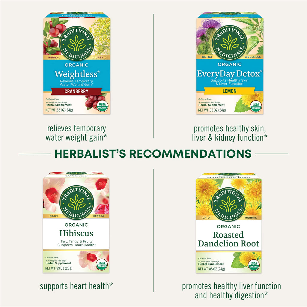 Traditional Medicinals Tea, Organic EveryDay Detox Dandelion - Supports Healthy Liver & Kidney Function, Detox - Kosher, Non-GMO, Caffeine-Free - 96 Tea Bags (6 Pack)