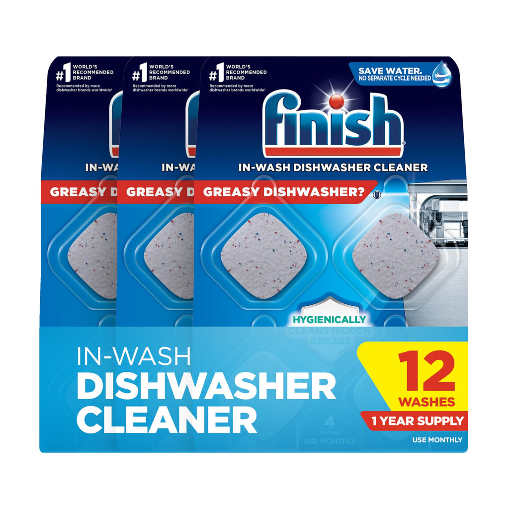 Finish Dishwasher Cleaner Tablets, Grease & Grime Remover, 12ct