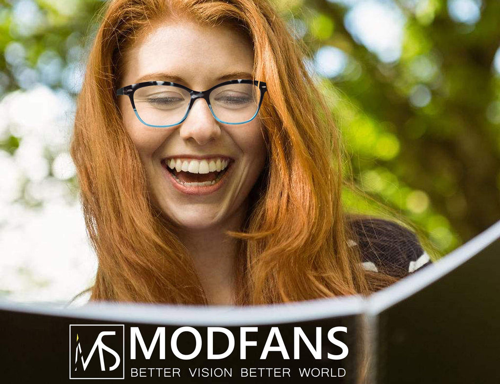 MODFANS Women Reading Glasses 1.5 4 Pair Stylish Ladies Readers with Comfort Spring Hinge Pattern Design Pouch Included