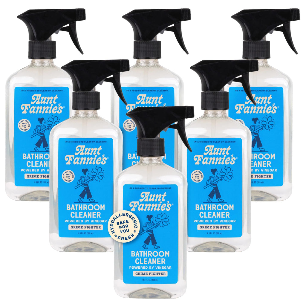 Aunt Fannie's All Purpose Bathroom Cleaner Vinegar Spray for Shower, Tub, Toilet, Tile, Sink and Fixtures, 16.9 Ounces (Pack of 6)