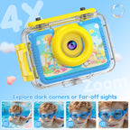 GKTZ Kids Waterproof Underwater Camera 1080P 4X Zoom 2"IPS Screen 32GB Card