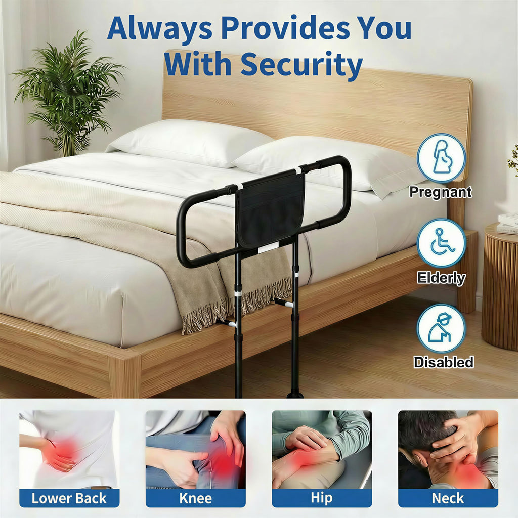 Bed Rails for Elderly Adults Safety with Motion Sensor Light, Heavy Duty Bed Rails for Seniors to Prevent Falling Out of Bed - Bed Side Rails, Height Adjustable Fits King/Queen/Twin, 400lbs Capacity