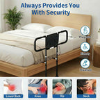 Bed Rails for Elderly Adults Safety with Motion Sensor Light, Heavy Duty Bed Rails for Seniors to Prevent Falling Out of Bed - Bed Side Rails, Height Adjustable Fits King/Queen/Twin, 400lbs Capacity