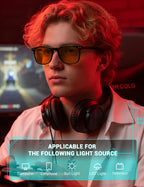 TIJN Sleep Glasses for Blue Green Light Blocking Dual AR Coatings Amber Lens for Computer Gaming Screen Fatigue & UV Protection
