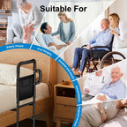 JOYCUDDLE Bed Rails for Elderly Adults Safety - Height Adjustable Bed Assist Rail for Seniors, Stable Bedside Handle with Non-Slip Grip & Pocket, Fits King Queen Full Twin Bed (Black)