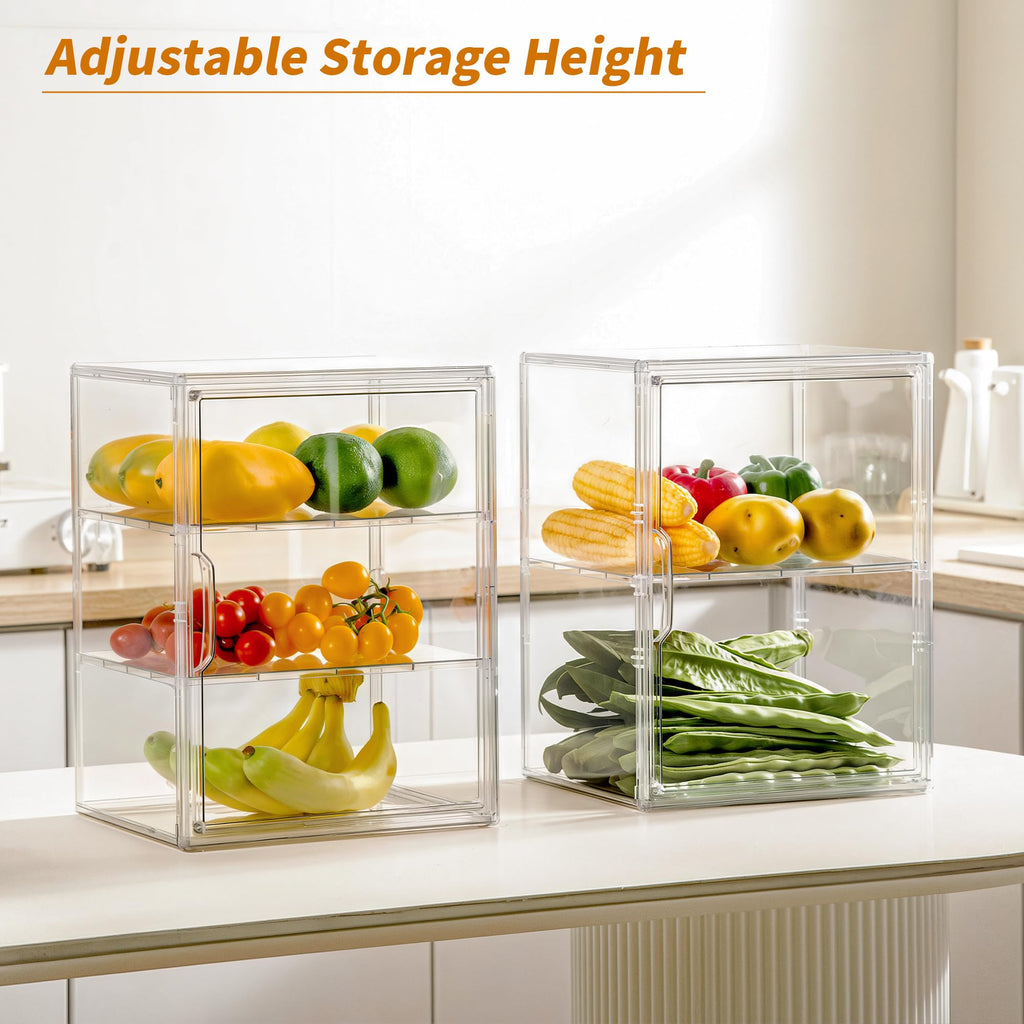 SANKEU Pastry Display Case,Bread Box for Kitchen Countertop,3 Layers Adjustable Clear Bread Storage with Magnetic Door Small Bakery Pastry Display,1 Pack
