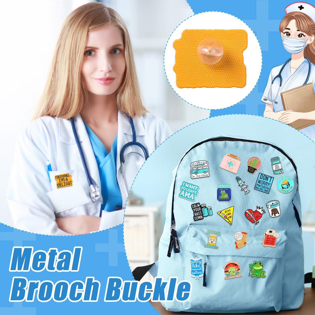 Giegxin 40 Pcs Funny Nurse Enamel Pins Nursing Medical Brooches for Backpacks Cute Novel Lapel Pins Bulk Humorous Nurse Badge Accessories for Paramedic Registered Doctor Healthcare Medical Gift