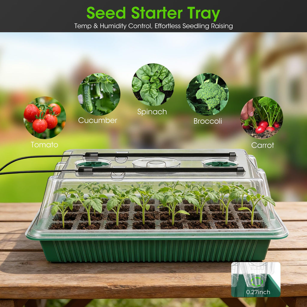 MQHUAYU 80 Cell Seed Starter Tray with Grow Light, 2 Pack Starter Kit