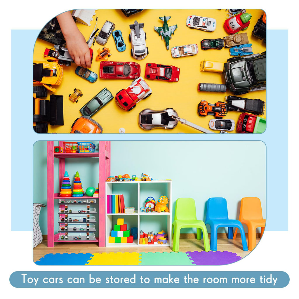 Seenelling Hot Diecast Wheels Parking Garage 1/64 Scale Model Toy Car Display Garage Hot Diecast Wheels Storage Display Case with 5 Levels 30 Parking Spaces Maximum 50 Cars for Adult Son Grandson Gift