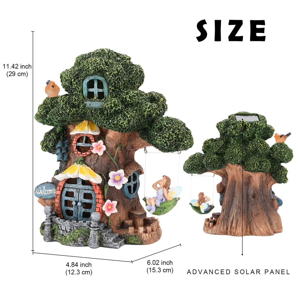 Fairy Garden House, Solar Fairy Houses for Outside, Tree Stump Cottage