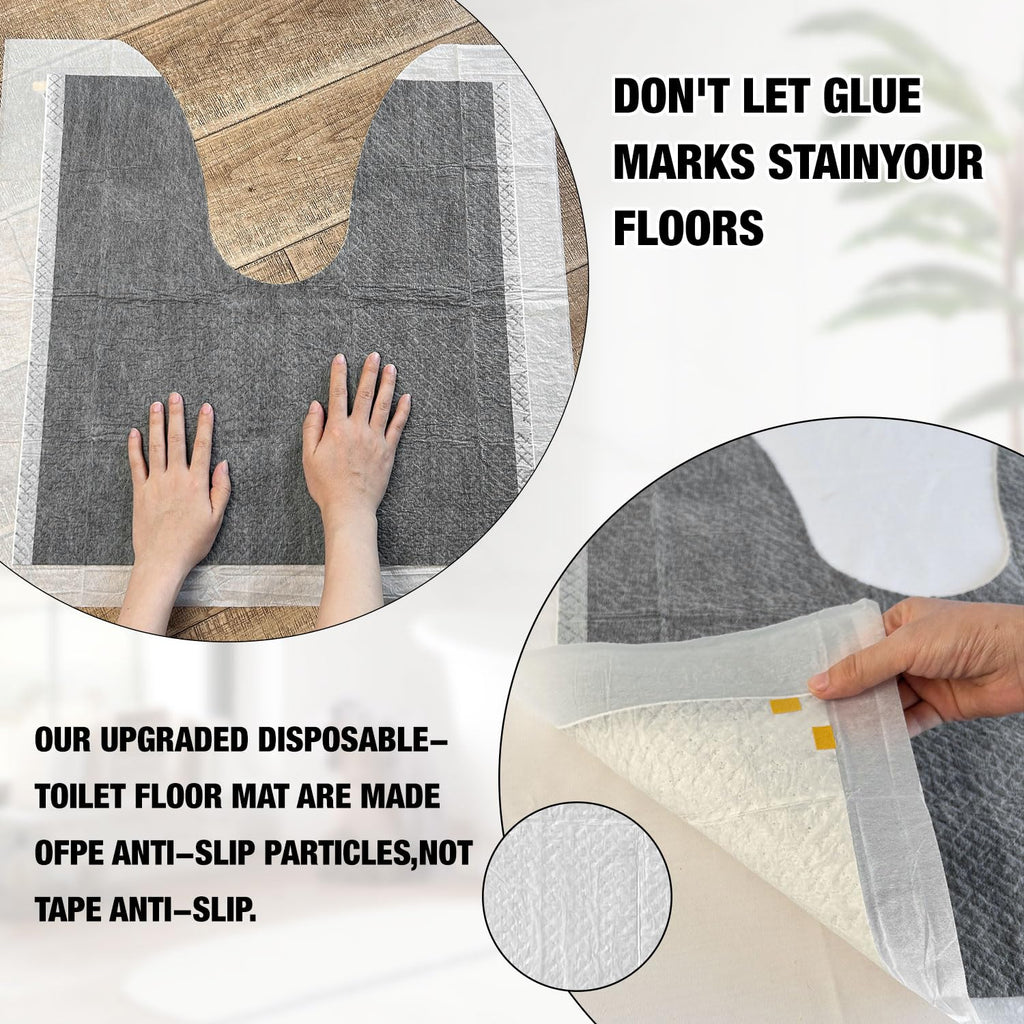 25 Pack Disposable Toilet Mats Absorbent Toilet Floor Protector from Urine U-Shape Toilet Training Rug Waterproof Non-Slip Bathroom Potty Training Mats Toilet Commode Mat for Children Adult (Gray)