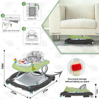 Pawtong Foldable Baby 5-in-1 Activity Walker - Rocker, Activity Center, Bouncer, Seat Walker, Push Walker - Adjustable Speed Rear Wheels and Height Toys Ages 6-18 Months… (Green)