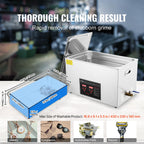 VEVOR Ultrasonic Cleaning with Digital Timer & Heater, Professional Ultra Sonic Jewelry Cleaner, Stainless Steel Heated Cleaning Machine for Glasses Watch Rings Small Parts Circuit Board (30L)