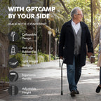 GPTCAMP Walking Cane and Walking Stick for Men Women,Lightweight Folding Canes with Offset Soft CushionedHandle,Adjustable&Collapsible,Mobility & Leg Surgery Recovery (Black)