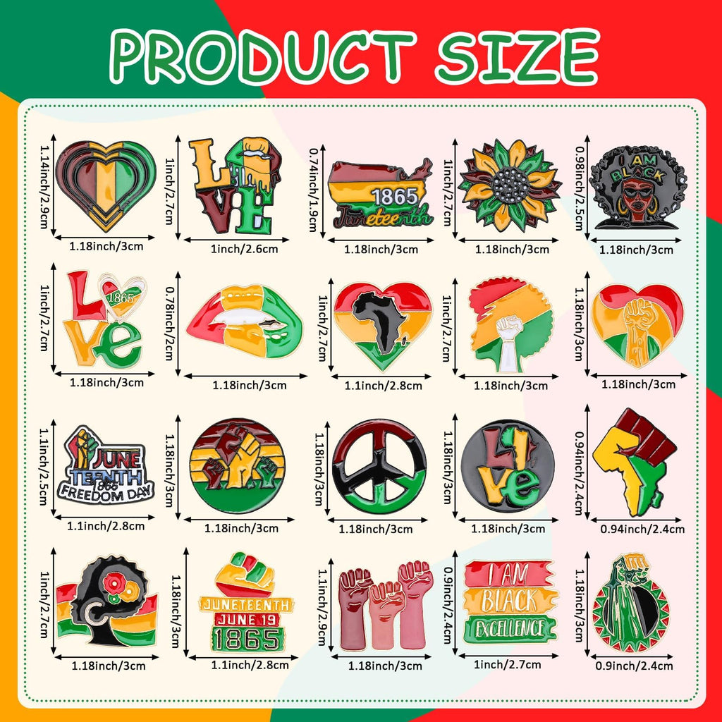 DTOFOOT 36Pcs Juneteenth Freedom Day Enamel Pins for Clothes Bag Hat Decor